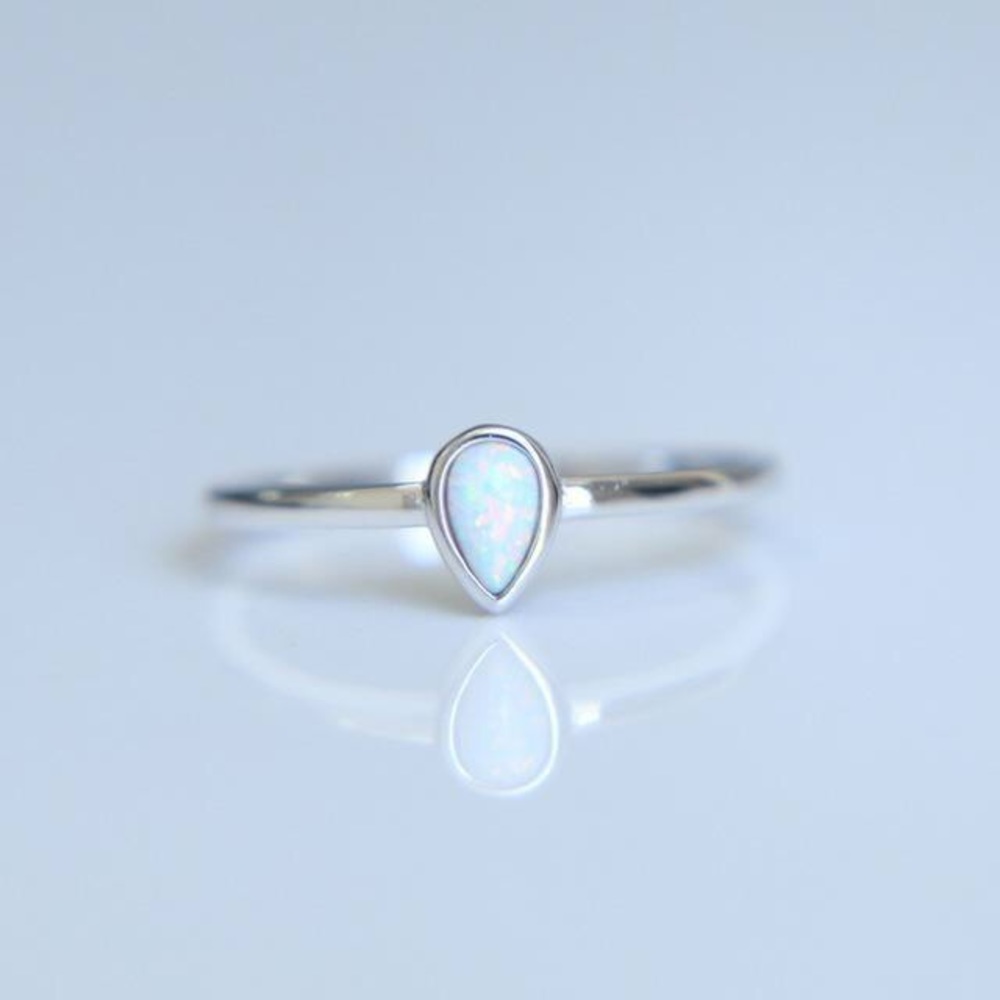 NEW IN BOX: Delicate OPAL Ring! (Size 8.5, silver)